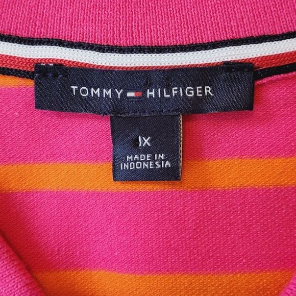 Tommy Hilfiger Pink Striped  Sleeveless Zip Polo Shirt Size 1X NWOT - Picture 5 of 7
